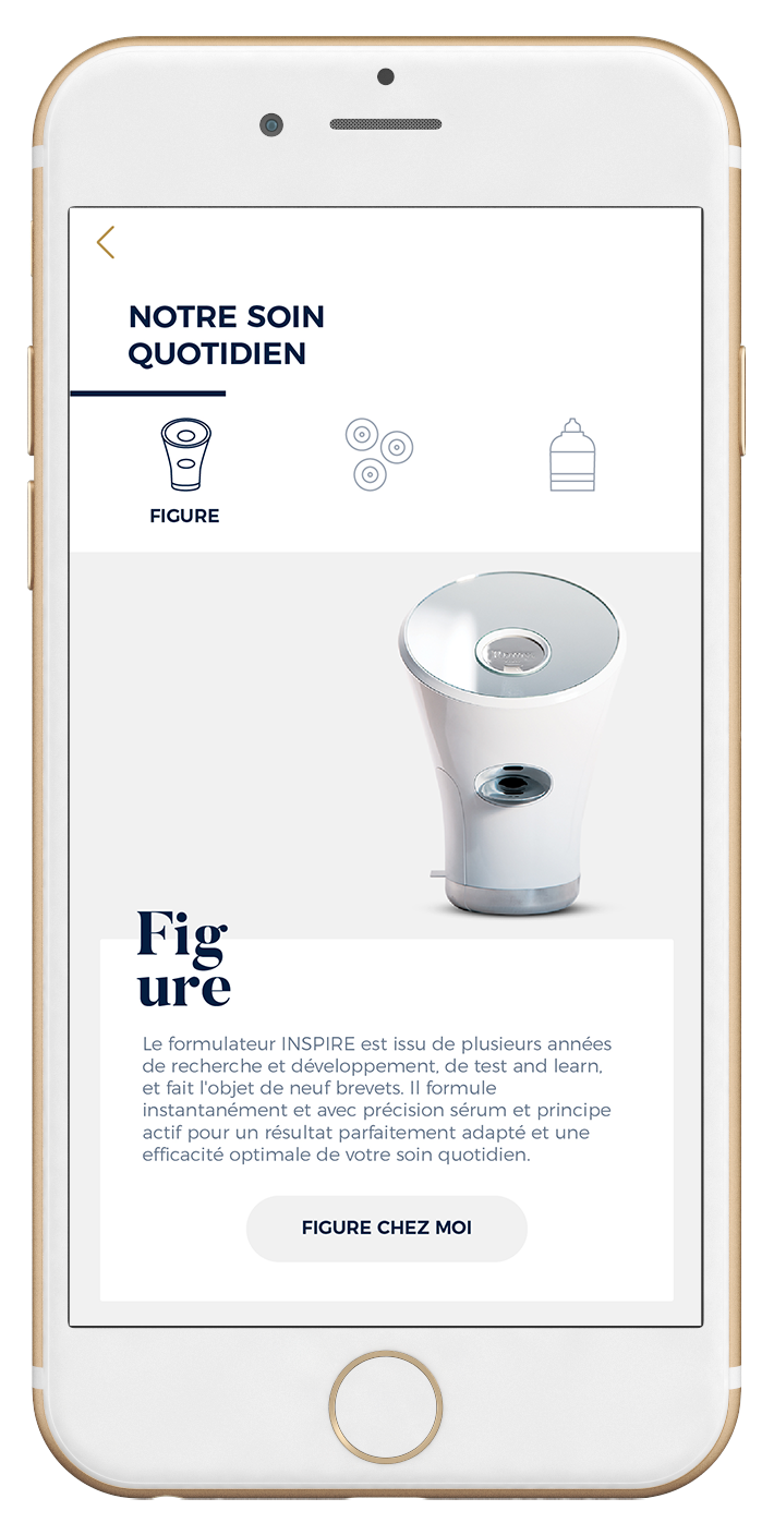 Romy UI design application icon page soin quotidien figure