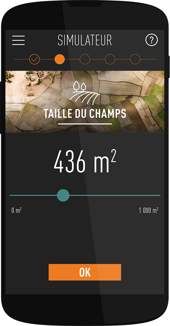 OCP UI design application icon page simulateur taille champs