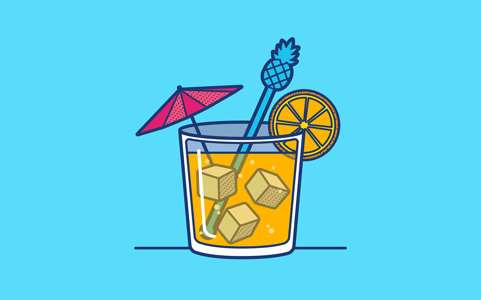 Summer time illustration cocktail