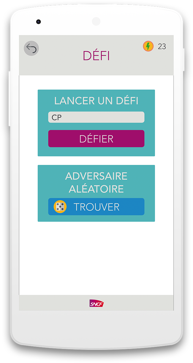 Train Me UI design application icon illustration page défi adversaire