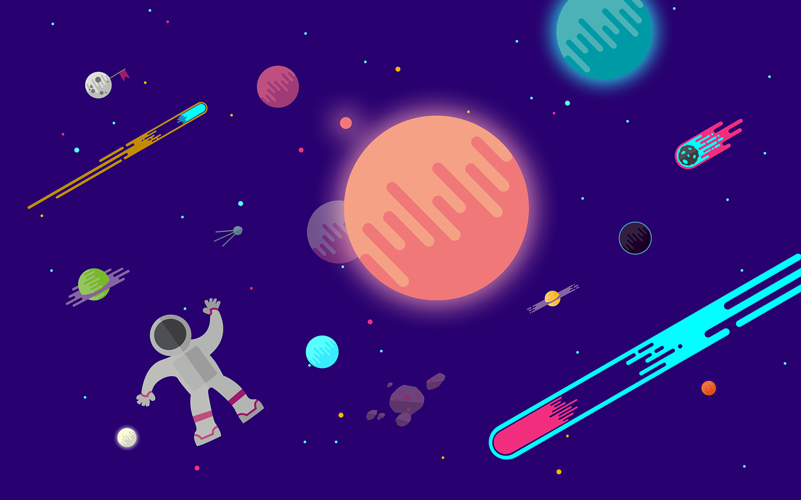 Train Me UI design application icon illustration train launcher space planets